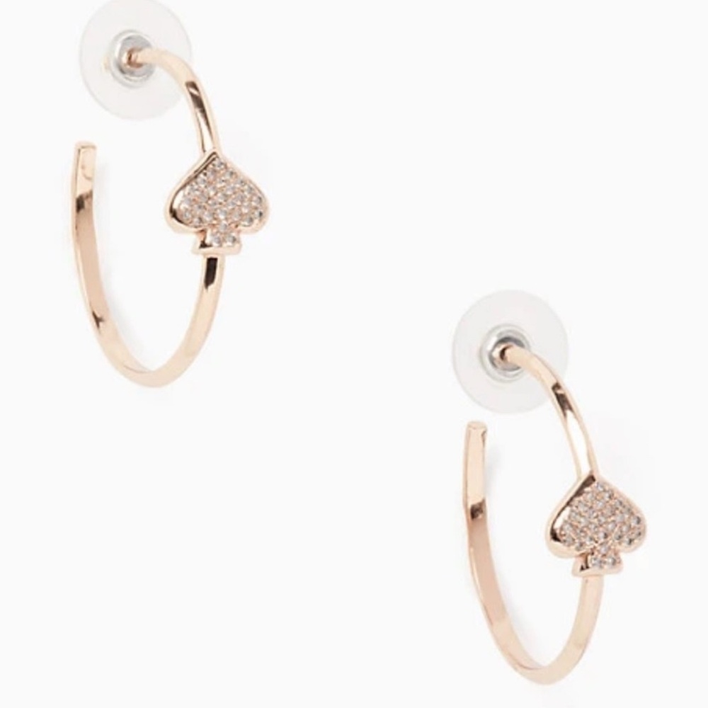 NEW Kate Spade Everyday Spade Pave Hoops in Rose Gold